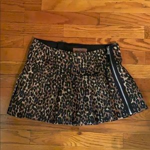 NWT Royal Bones punk pleated leopard print skirt